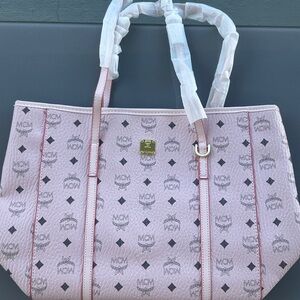 MCM Light Pink Monogram Tote